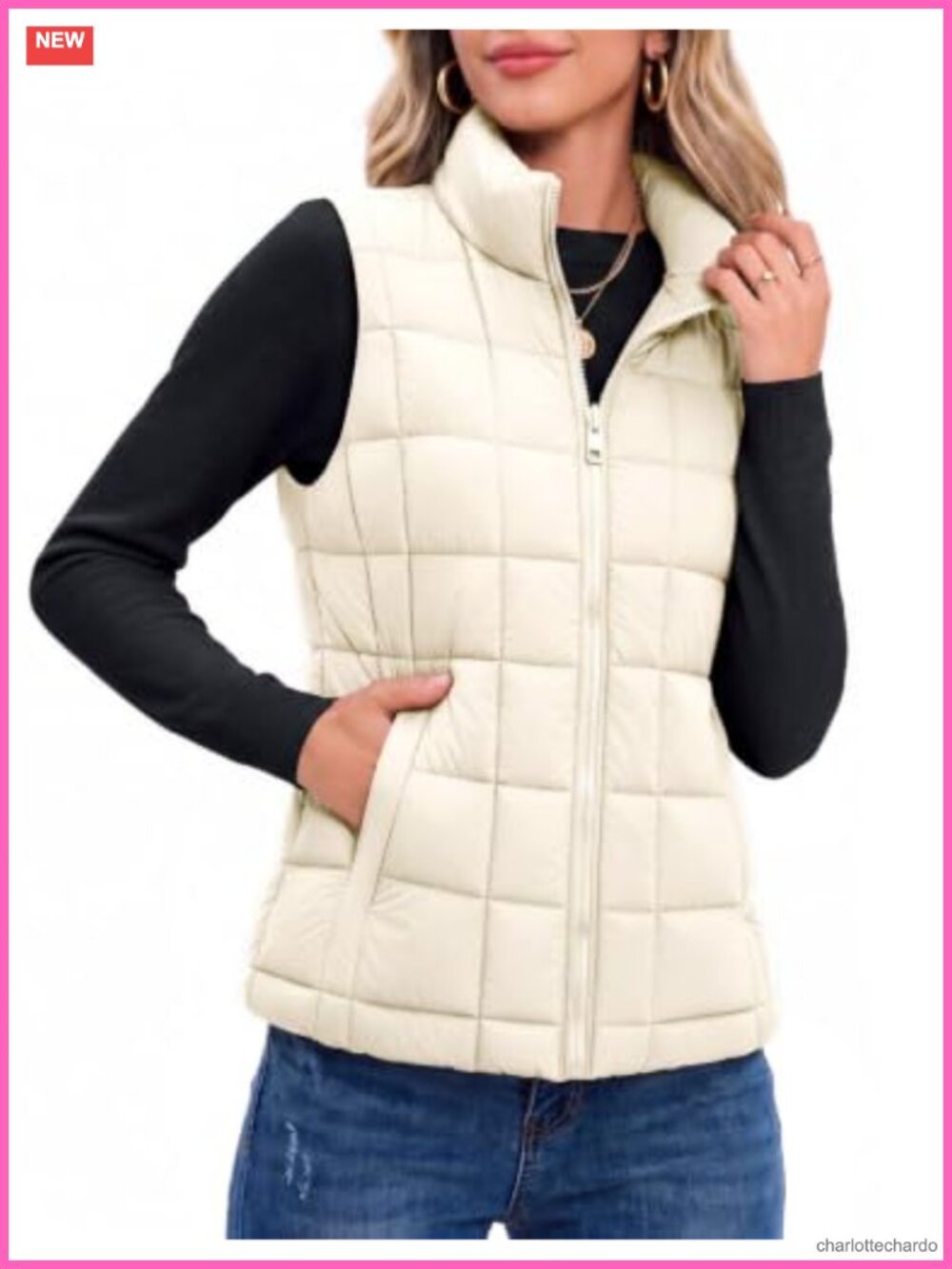 Lightweight Quilted Puffer Vest Stand Collar Zip Up Sleeveless Outerwear